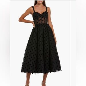 Black Polka Dot Midi Dress